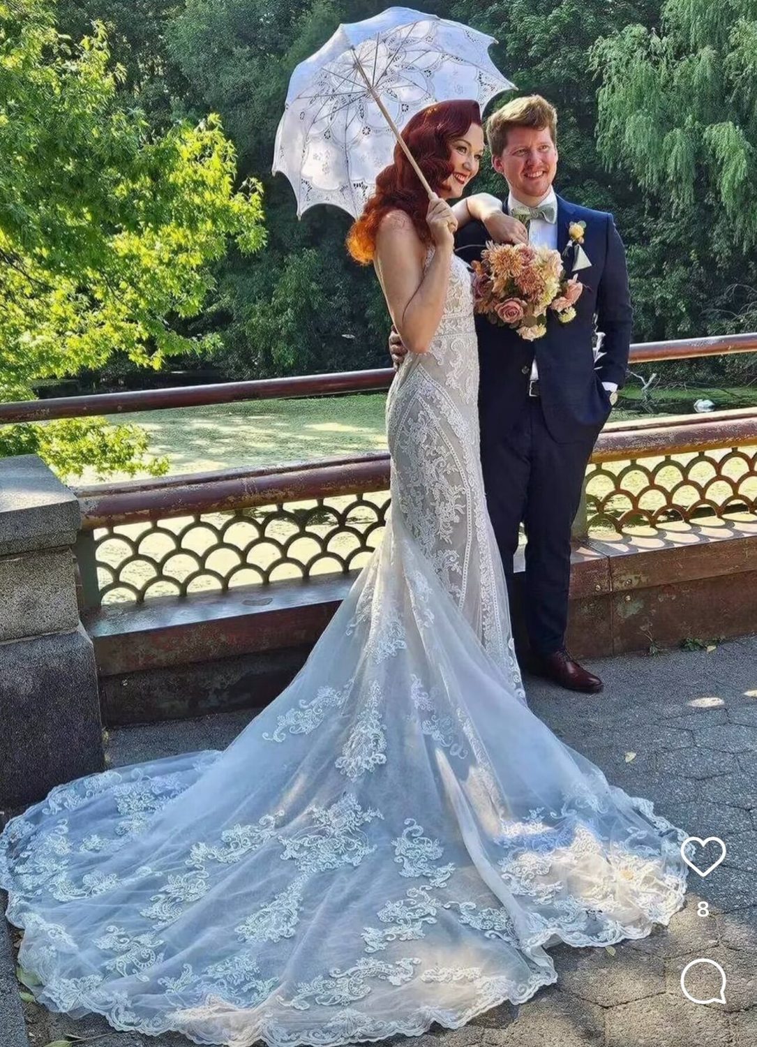 Adrienne's bride with a parasol in Central Park